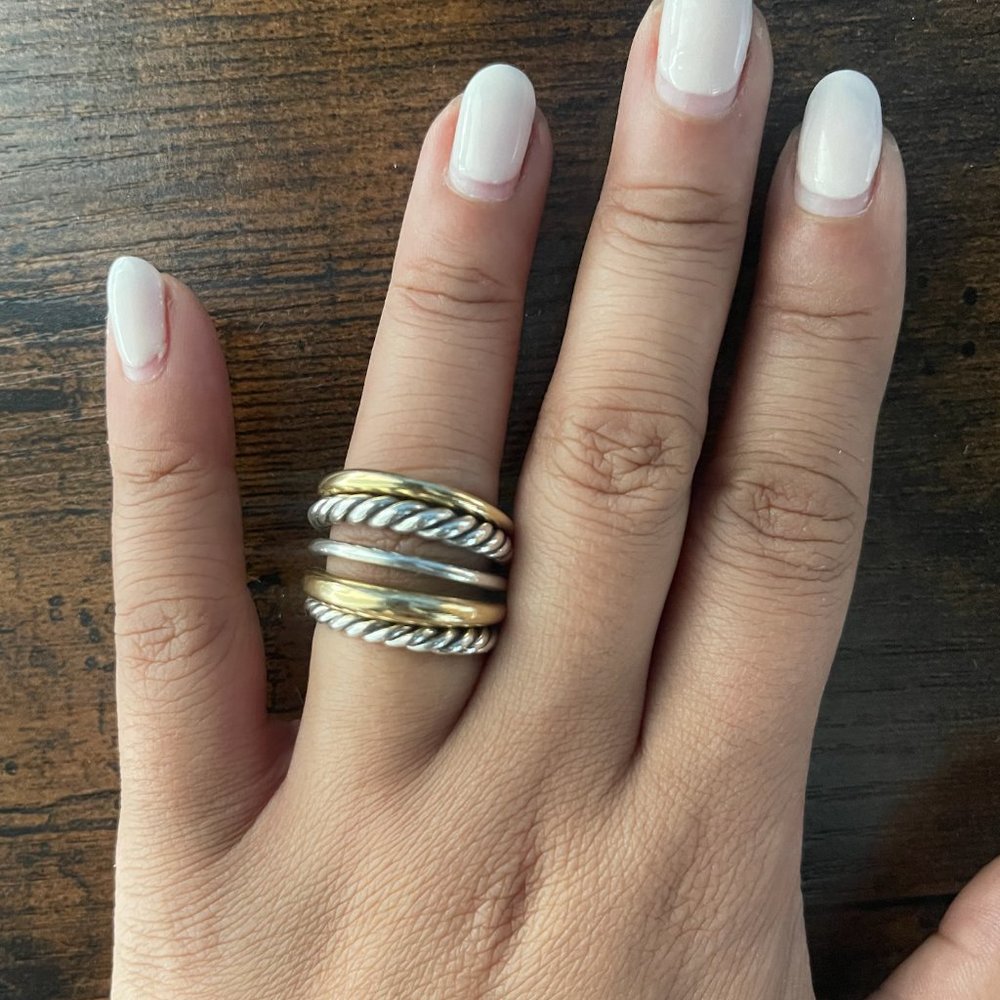 David Yurman Two-Tone Gold and Silver Ring - Picture 2 of 3
